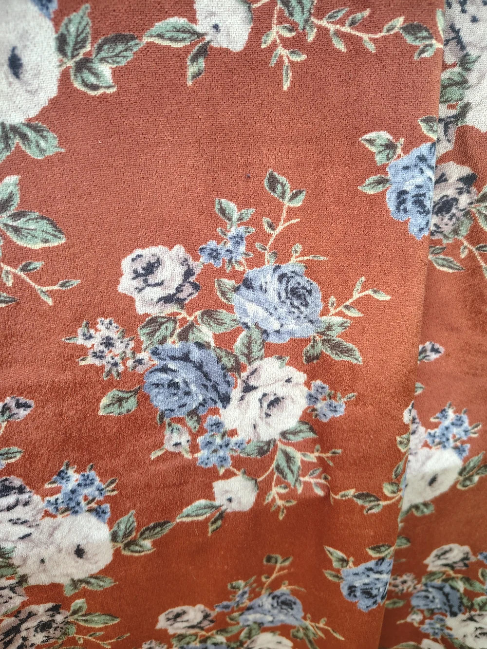 Rust Floral 90's Style Velvet Slip Dress - Picture 5 of 5